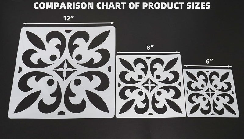 neglex 16-Pack Spanish Tile Stencil Set (12X12 Inch) Authentic Patterns for Floor and Wall, Reusable Tile Stencils for Painting on Floors, Furniture, and Canvas, DIY Spanish Talavera Home Décor - Image 3